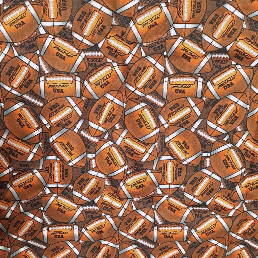 David Textiles Football Print‎ Cotton Fabric 1 Yard Brown Sports Sewing Craft